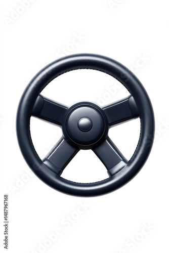 Obraz na płótnie Dark blue leather steering wheel w salonie