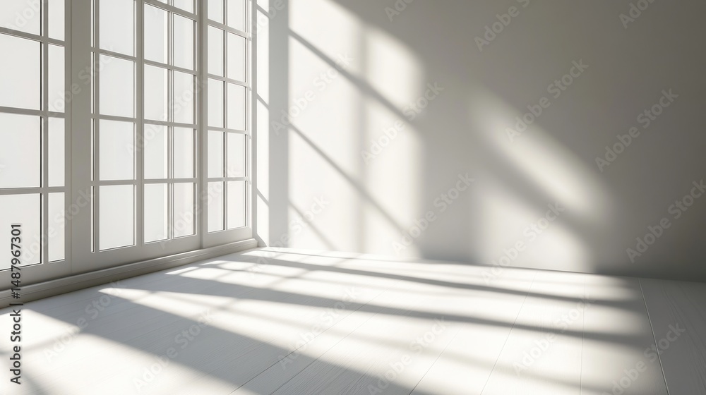 Empty room with sunlight and shadows
