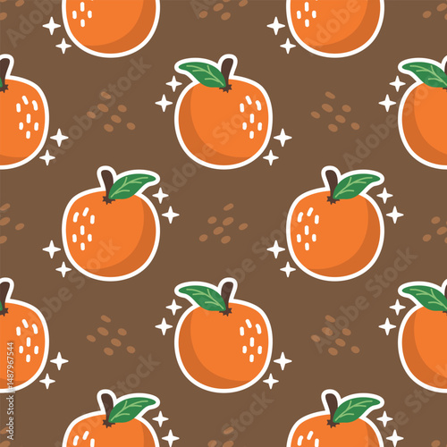 Orange fruit hand drawn, seamless vector design for print on fabric and other uses
