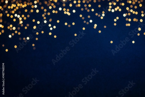 Gold bokeh on a blue background, Layer to overlay for your design, Christmas and New Year background.