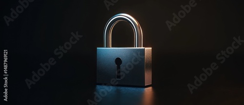Obraz na płótnie Metallic padlock on dark background w salonie