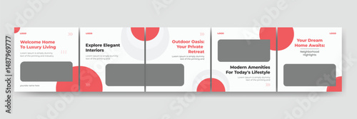 Social media carousel post template,  real estate carousel template for instagram, eps vector illustration