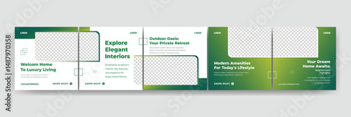 Social media carousel post template,  real estate carousel template for instagram, eps vector illustration
