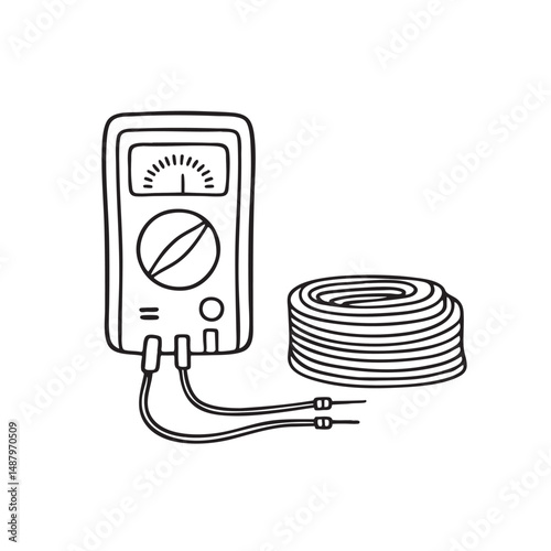 A test meter reading taken beside coiled cable