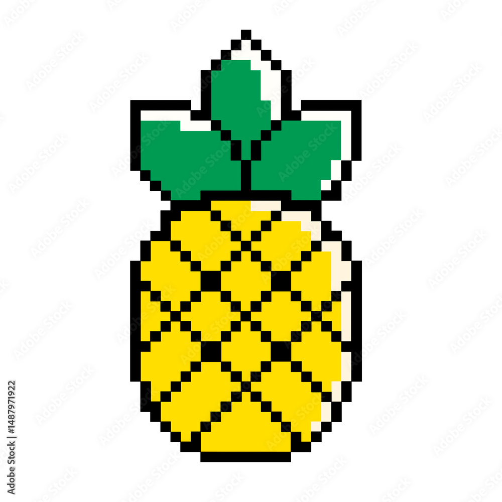Obraz premium Flat design pixel art pineapple illustration