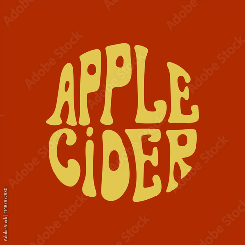 Retro groovy apple cider logo design with bold typography in circular layout