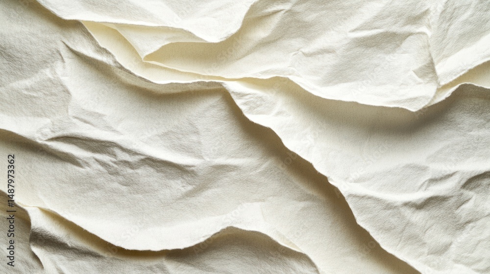 Obraz premium Creamy White Crumpled Fabric Texture