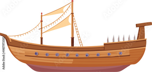 wooden boat on white