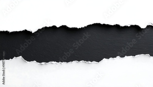 Torn White Paper on Black Background