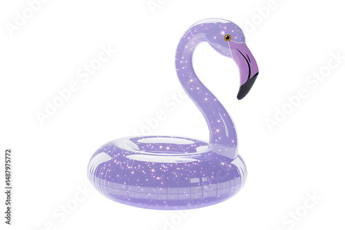 lite purple Sparkling Flamingo Float, 3d design isolated on transparent background