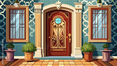 elegant vintage door in an old house.