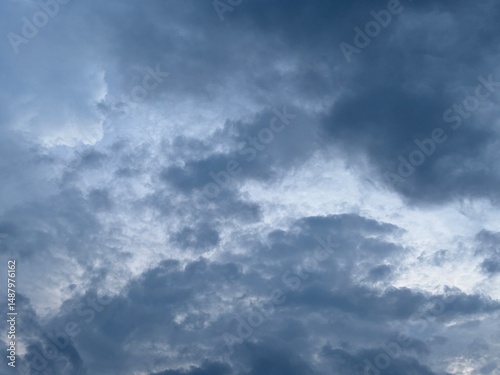 Wallpaper Mural blue afternoon sky with black cloudy clouds about to rain, natural sky background Torontodigital.ca