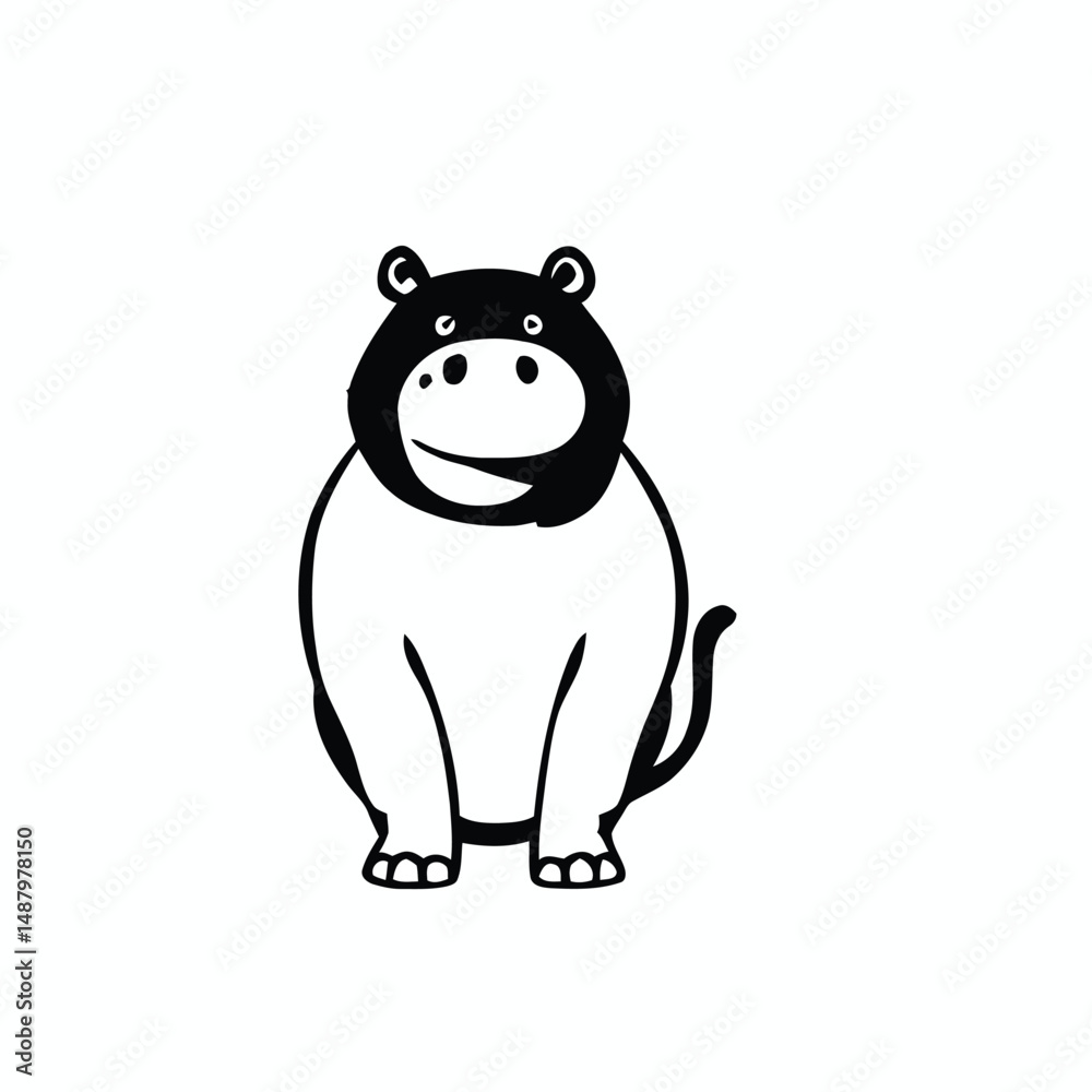 Hybrid Hippo-Monkey Silhouette, Unique Animal Fusion in Minimalist Black and White Design, Creative Concept Illustration, Vector Art Hybrid Hippo-Monkey Silhouette, Unique Animal Fusion in Minimalist Black and White Design, Creative Concept Illustration, Vector Art