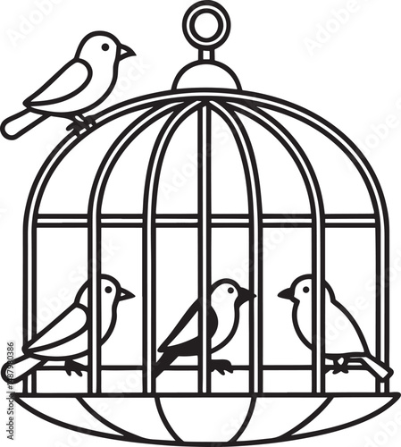 birdcage design with line art victor image .