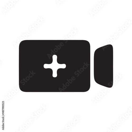 Add photo icon. Illustration of plus sign on camera icon