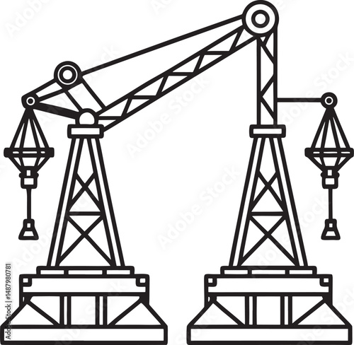 crane design with line art black and white 
