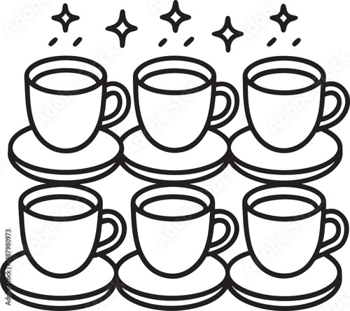 coffee cup line art design white background with victor file.