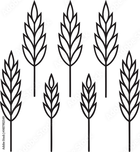 tree items set victor line art design with black and white
