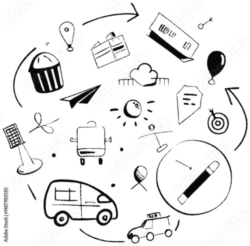 Comprehensive Illustration of Technology and Transportation Concepts in Modern Urban Environment.