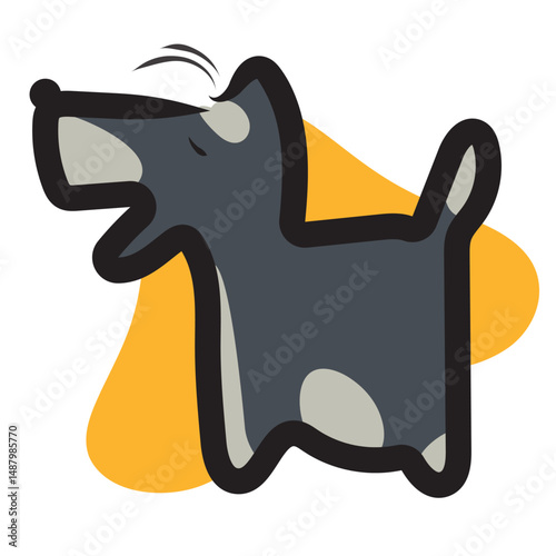 A joyful cartoon schnauzer dog in a playful mood