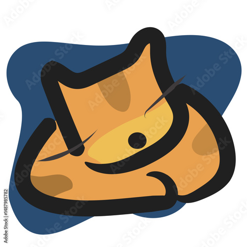 A stylized illustration of a cat resting