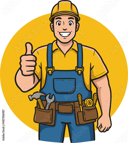 Skilled Handyman, Reliable Contractor, Home Repair Services, Thumbs Up, Expert Craftsman