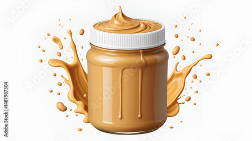 [Transparent Background PNG]Peanut Butter Splash Art Illustration