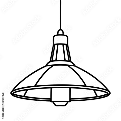 Factory Pendant Light Over Table – Black Silhouette Vector