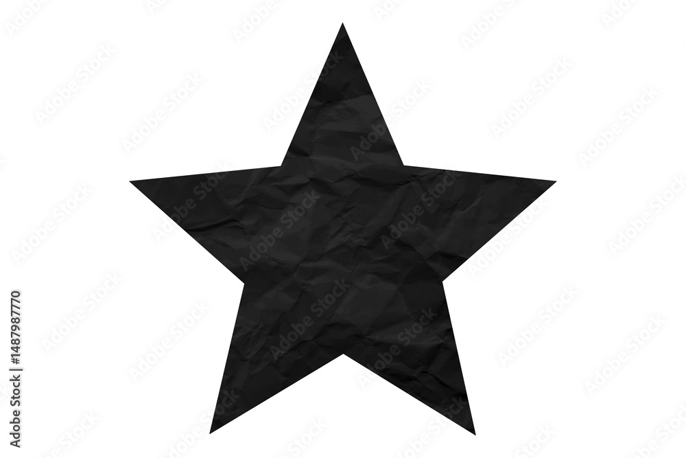 Obraz premium Crumpled black star pattern stickers, separated on a transparent background.