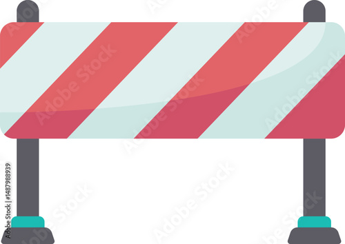 Road Barrier Construction Sign – High-Visibility Warning Symbol for Work Zones & Safety Alerts – Bold Orange/White Vector