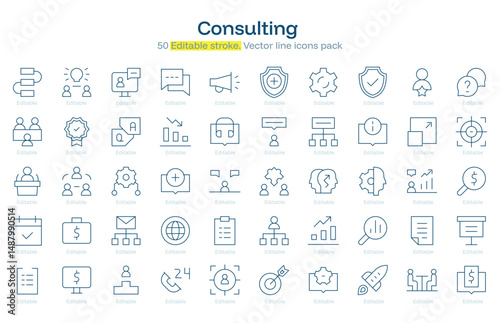 Consulting line icon pack. Consulting Stroke icon set. Editable Stroke icon