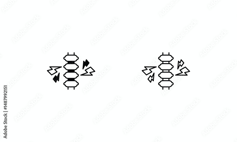 Naklejka premium Bone Pain icons set Line and Glyph black vector icon stock illustration