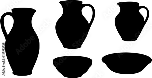 Black silhouettes of pottery
