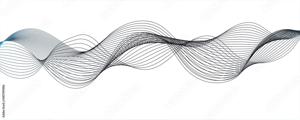 Fototapeta premium Abstract Background Gradient Blue, and white Wave Line on White Backdrop. Vector abstract colorful flowing wave lines isolated on white layers strokes waves line design.