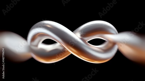 Silver Infinity Shape on Black Background