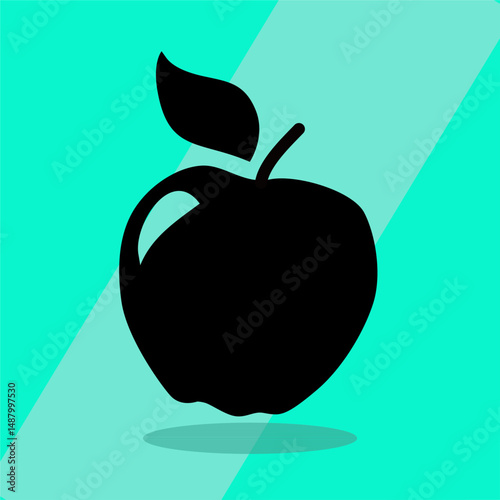 Cute flat apple fruit vector icon image silhouette, clipart, cartoon, animated vector illustration design for logo, children book and for learning fruits and alphabet with color backgorund