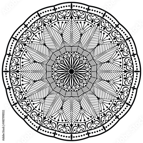 Tribal and bohemian style pattern design. Mosaic pattern. Floral henna or mehndi style mandala design.   