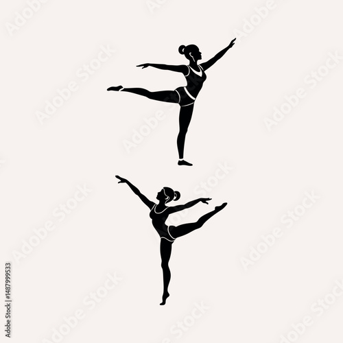 Female Gymnast Silhouette Vector Art
