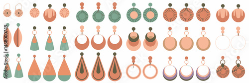 Modern vector earring collection with studs, hoops, and dangles – Great for accessory branding, fashion infographics, or retail visuals.