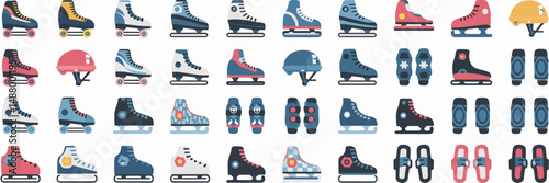 Vector sheet of various skate icons – Ideal for sports equipment branding, fitness infographics, or recreational content.
