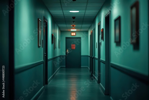 Long Hallway Illuminated by Soft Light Casting Gentle Shadows Creating a Calm and Inviting Atmosphere for Reflection and Contemplation in Interior Space