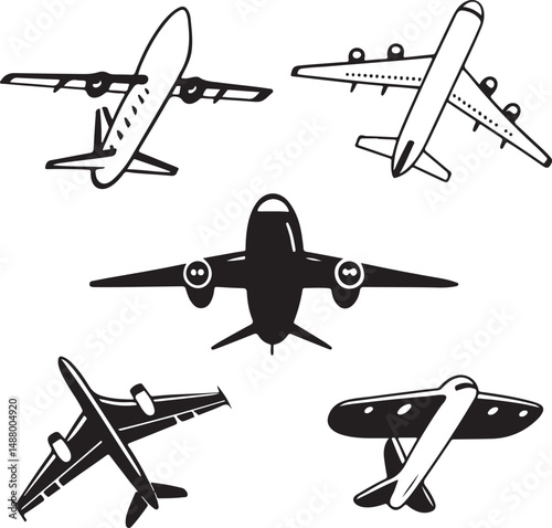 Comprehensive Collection of Transportation and Travel Symbols and Icons on white background.