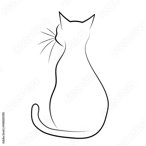 cat sitting line drawing, sketch, outline, vector