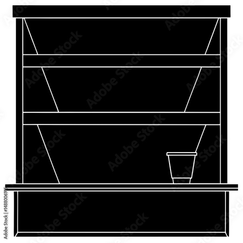 Dark Wall Panel & Metal Shelf Silhouette