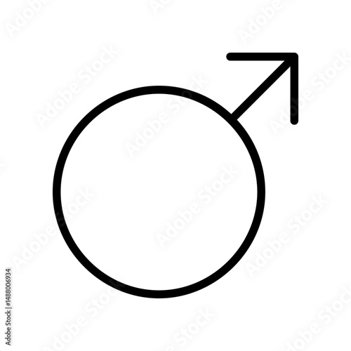 Black Outline Male Gender Symbol on a White Background