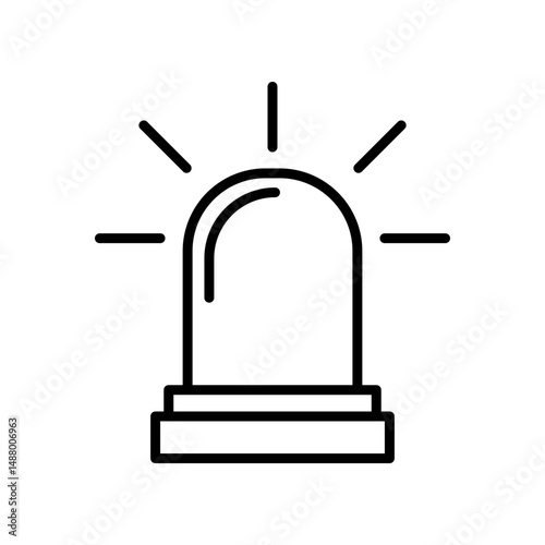 Outline Icon of a Flashing Emergency Light With Rays