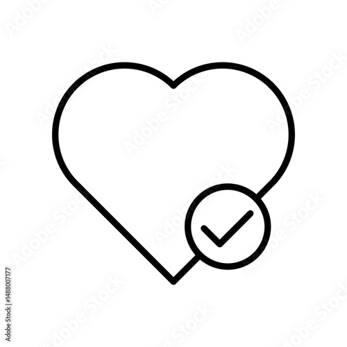 Heart Icon with a Checkmark Representing Love and Approval Concepts