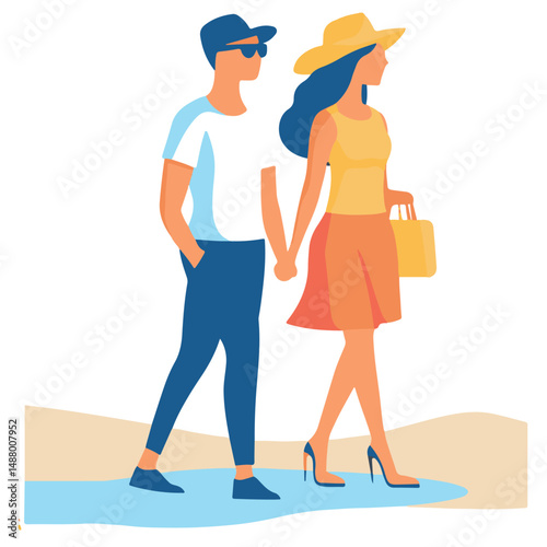 Для ИнтернетаCouple on a walk, colorful bright image, people, couple man and woman, rest, walk, hike, travel, tourism, nature, clothes,