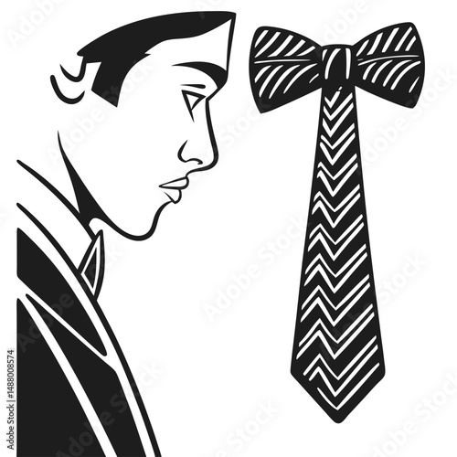 Necktie and Bow Tie Vector Silhouettes – Solid Black and Hand-Drawn Doodle Style Icons on Transparent White Background