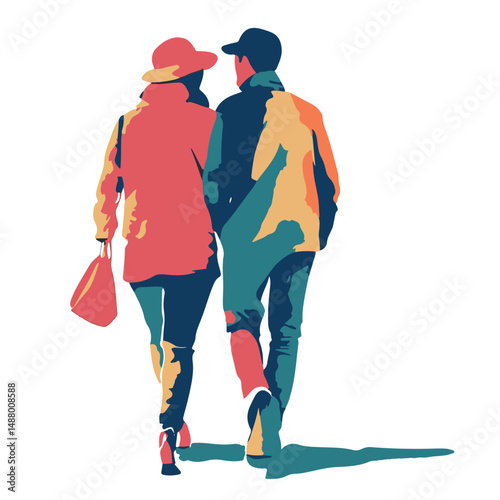 Для ИнтернетаCouple on a walk, colorful bright image, people, couple man and woman, rest, walk, hike, travel, tourism, nature, clothes,
